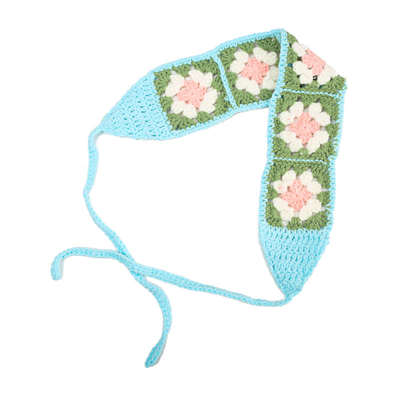 Francia cereza toallas triangulares mujeres primavera y otoño viajes padres-hijos gancho de punto flores hueco pañuelo de arte correa de pelo gorro