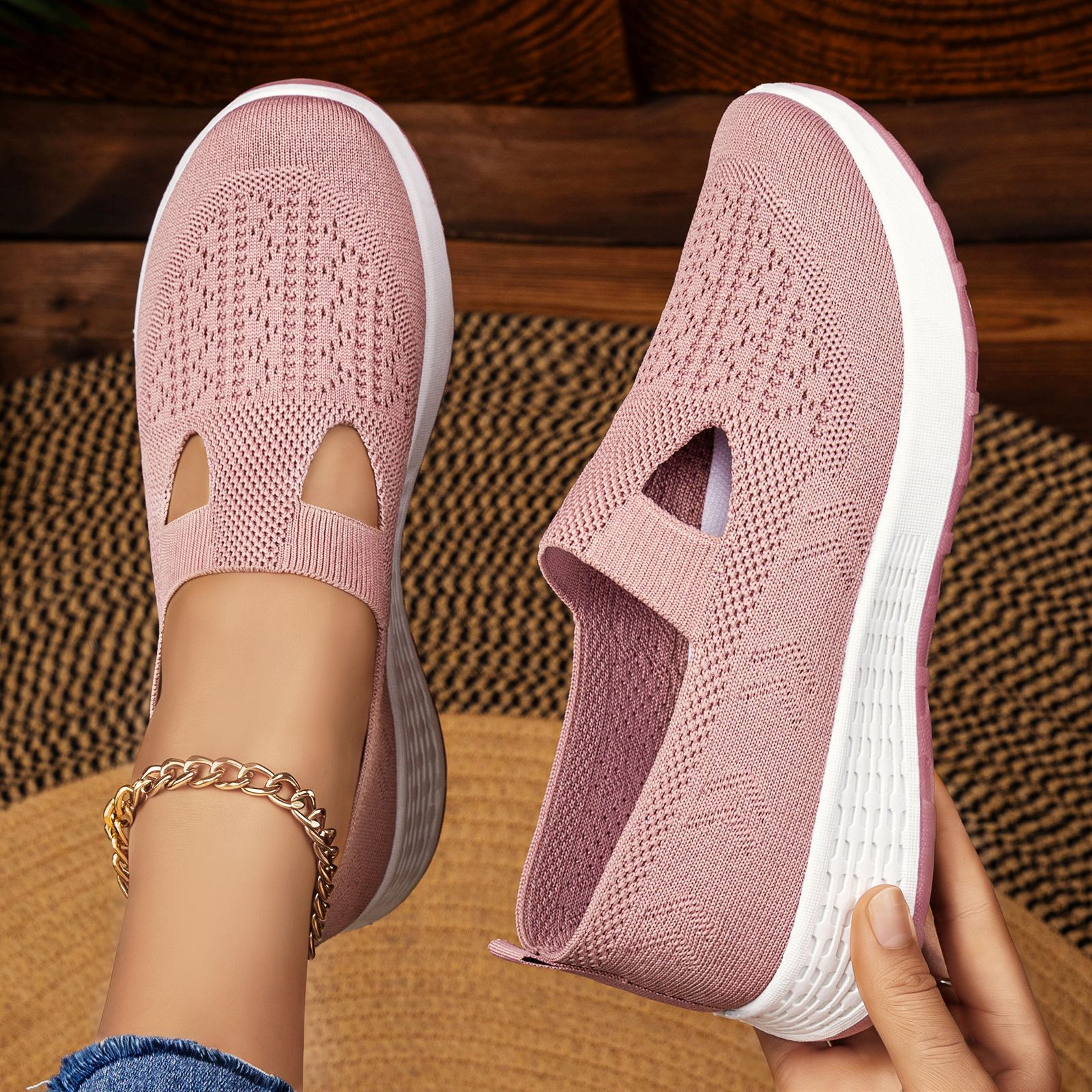 Zapatos de mujer transfronterizos TEMU zapatos casuales primavera ligero y cómodo zapatos de mujer transpirables zapatos de tela simple zapatos de malla superficial