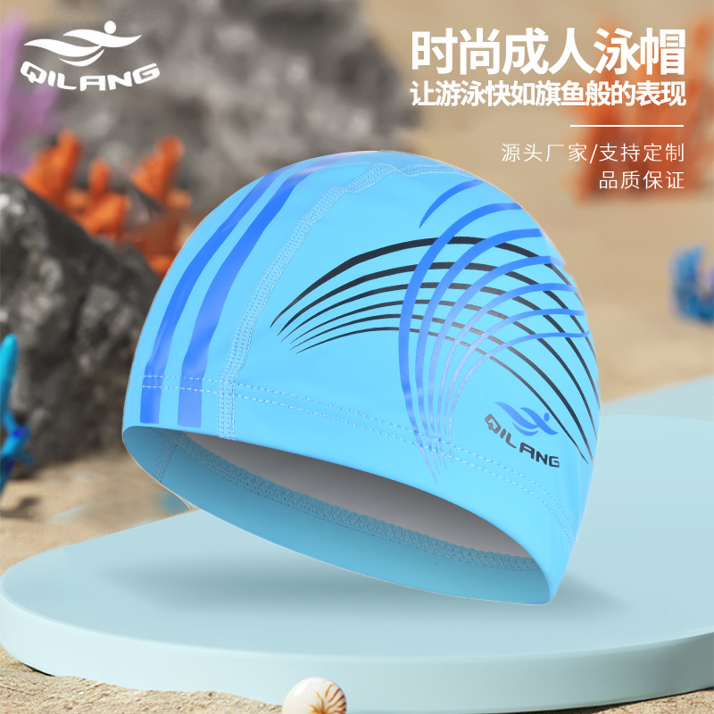 [LOGO personalizado] gorra de baño PU para adultos gorra de estilo impresa protector de orejas sin estrangular cabello largo gorra de baño unisex