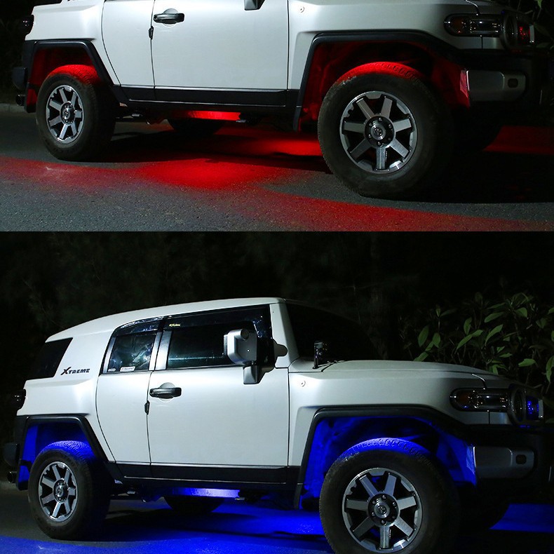 Material de aleación de aluminio para lámpara de chasis de automóvil brillante LED goteo de goma multicolor chasis lámpara de atmósfera lámpara modificada