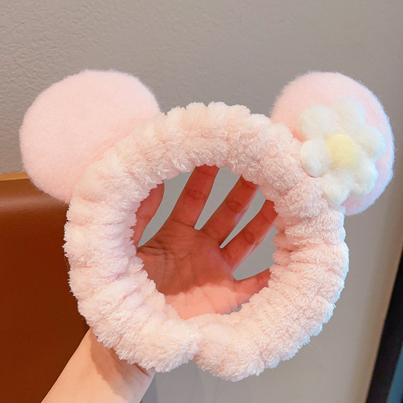 Cartoon facial lavado especial para mujeres 2024 nuevo cabello de peluche maquillaje prensado cabello lindos pinzas de cabello correa tocado