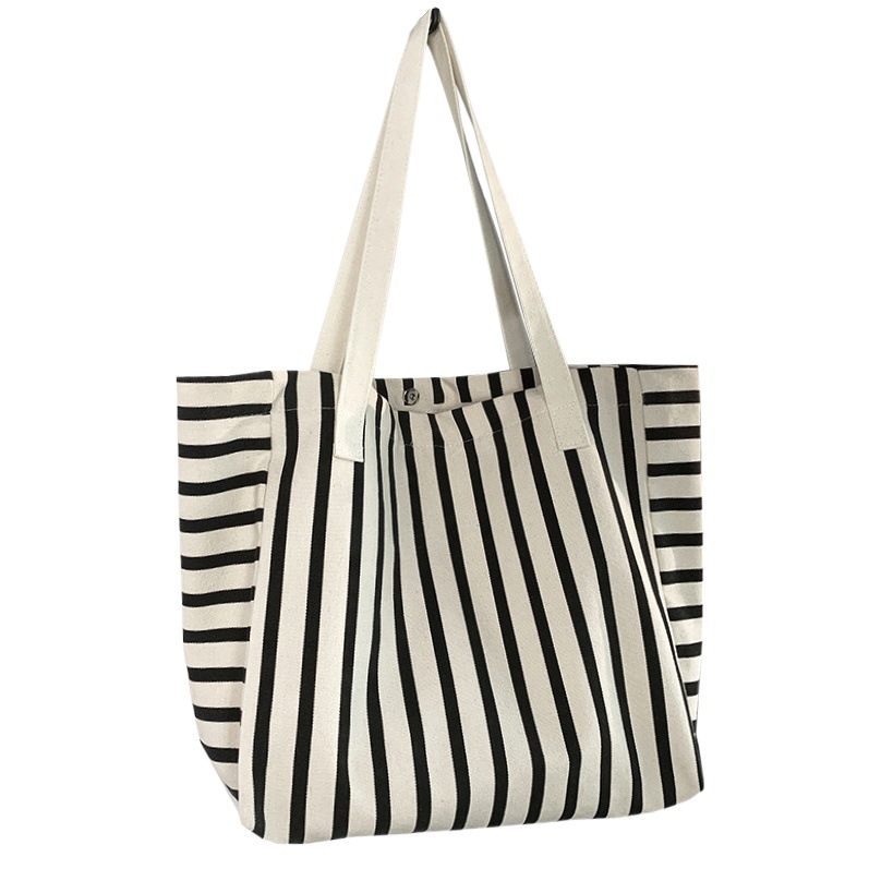 Nuevo bolso de lona a rayas de las mujeres hombro de gran capacidad estudiante clase mochila ins japonés y coreano bolsa de compras bolsa