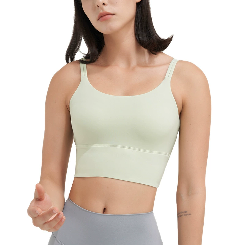 Sports bra, underwear, top with cups, straps, yoga clothing for gym, worn on the shoulder