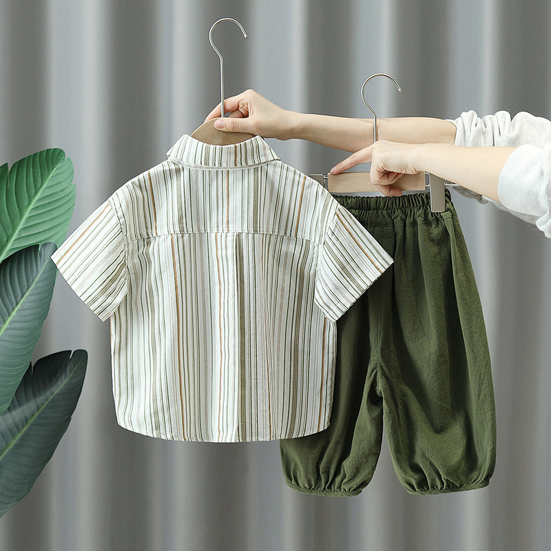 3622 ropa de verano para niños traje guapo camisa de calle frita conjunto de dos piezas para niños 2023 verano nueva manga corta cómoda