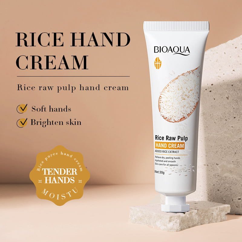 Cross-border rice hand cream 30g BIOAOUA autumn and winter moisturizing anti-chapping hand cream foreign trade skincare products wholesale