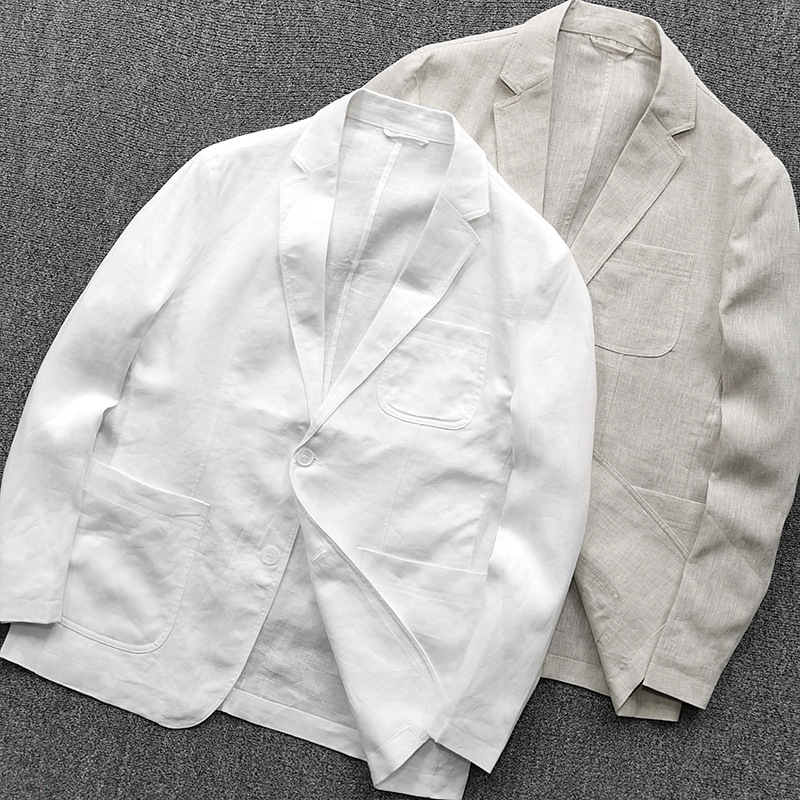 10,000 Yuan Level Italian Private 100 Linen Thin Men's Slim Casual Suit Business Gentleman Suit Jacket