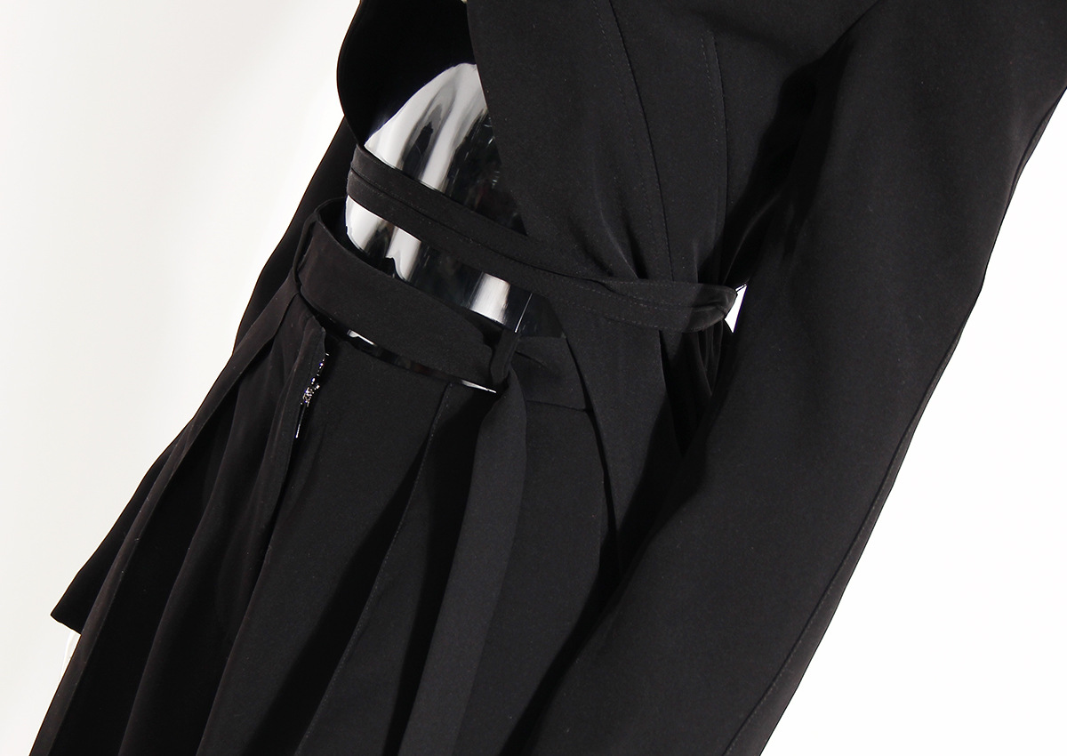 Women's Clothing Niche design deconstructed herringbone suit female tie wide shoulder suit jacket hollow straight pants two piece suit_voghion.com