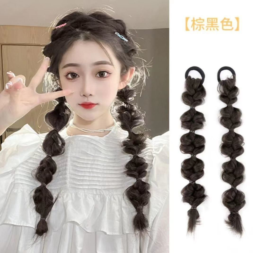 Pugging burbuja trenza peluca trenza de boxeo trenza de moda linterna doble falsa cola de caballo red chica caliente trenza de torsión tejida a mano