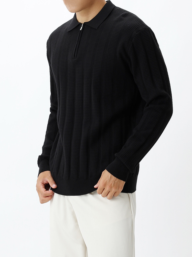 Lujo ligero hombre cremallera vertical Paul camiseta de punto hombre de alta gama negocio con solapa polo suéter de manga larga ropa para hombre