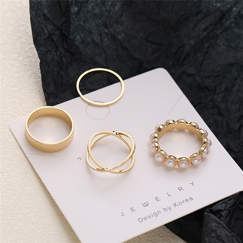 Fashion Geometric Alloy Plating Artificial Pearls Rings