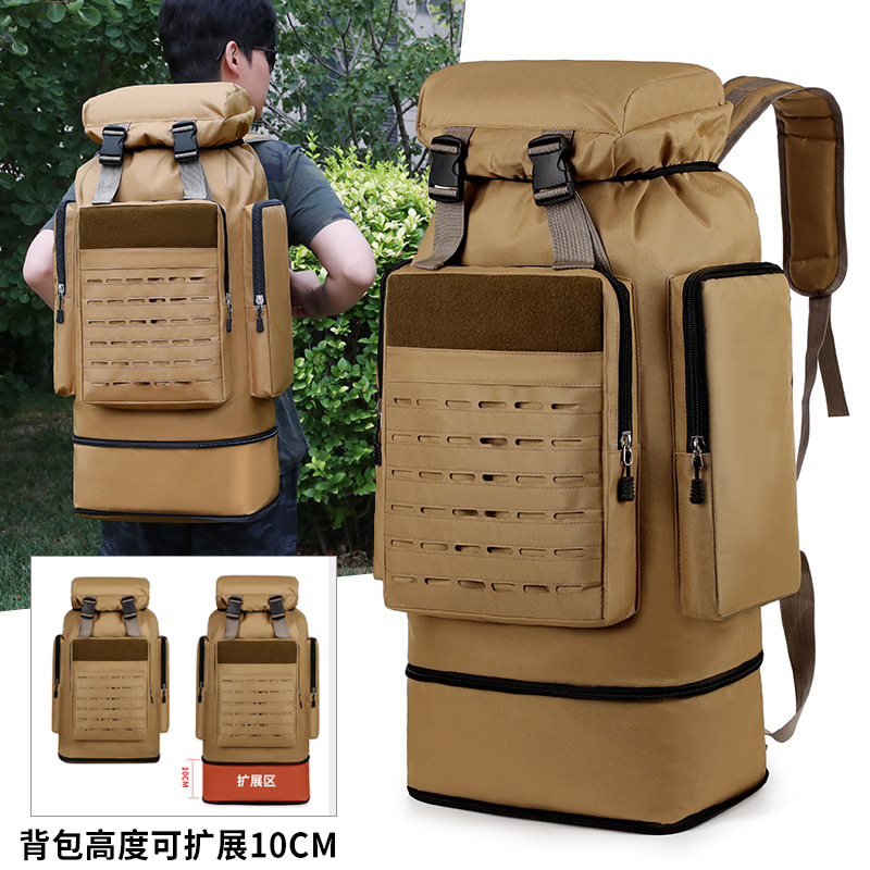 Oxford Cloth Backpack with Large Capacity for Men and Women, Suitable for Work, Outdoor Travel, Mountaineering, Durable, 80L, Lightweight