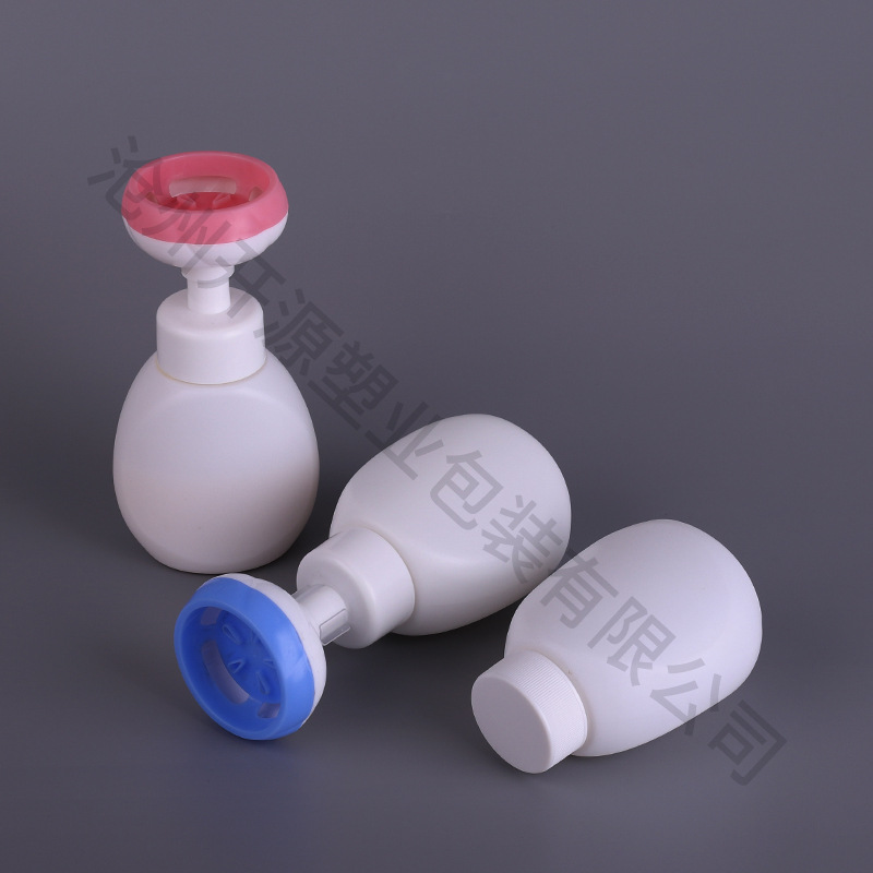 Venta al por mayor 350mlpe botella de plástico flor espuma mousse botella prensa fantasía limpieza niños flor mano desinfectante botella