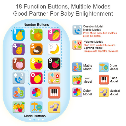 Cross-border new Russian children's mobile phone toy multi-functional early education puzzle simulation phone charging intelligent learning machine