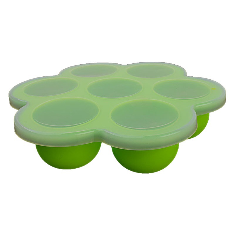 Caja de suplemento alimenticio de silicona de 7 hoyos con tapa Preservación de almacenamiento de alimentos para bebés helado cubitos de hielo de silicona jalea caja de almacenamiento refrigerada