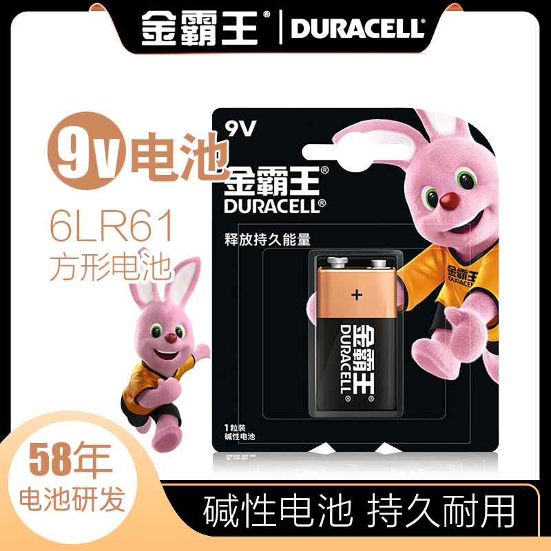 Duracell Battery 9V Alkaline Square Nine Volt Battery Multimeter Toy Body Temperature Gun Wireless Microphone Remote Control Smoke