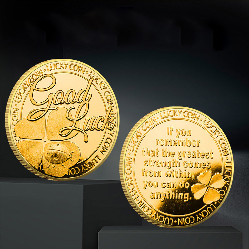 Colección de monedas conmemorativas de trébol de cuatro hojas, medalla conmemorativa, colección de buena suerte, recuerdo, temporada de graduación, festival.