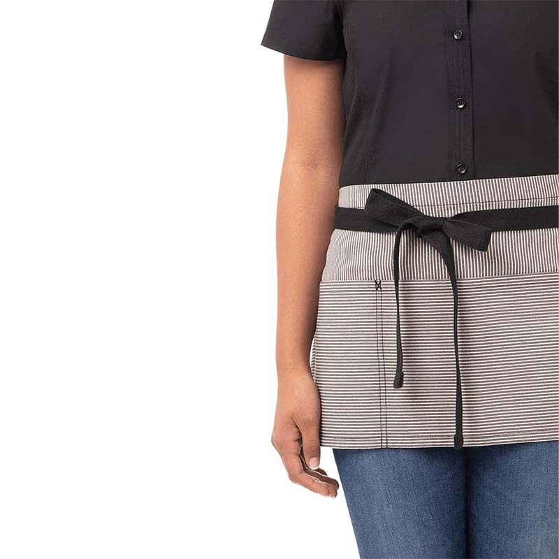 Transfronterizo rayas delgada poliéster algodón delantal corto Amazon comercio exterior cocina barista ropa de trabajo delantal de busto