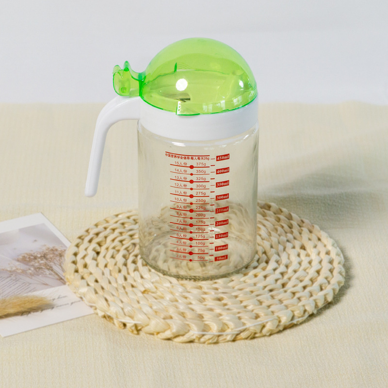 Xiaosanxiang Manufacturer Glass Oil Control Pot Oil Limiting Pot 375g Fish-Shaped Ps Lid Family Health Assistant