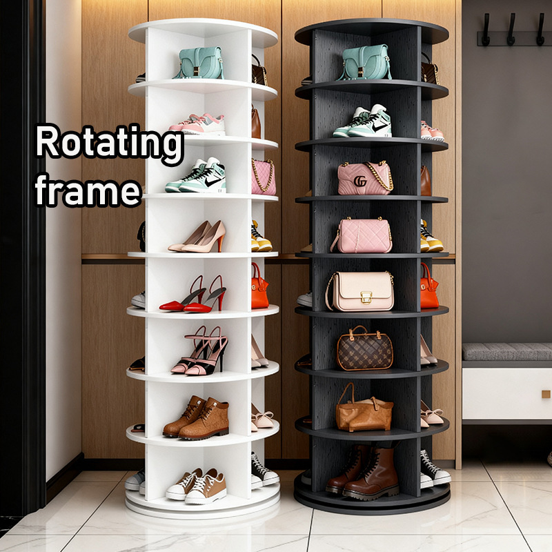 Rotating Shoe Rack Floor-Standing Shopping Mall Storage Rack Multi-Layer Simple Bag Display Rack 360-Degree Home Entrance Shoe Cabinet