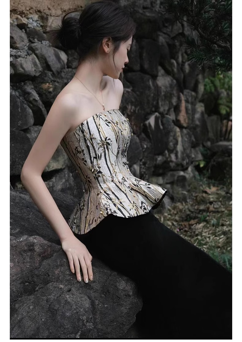 Đầm dạ hội đuôi cá không dây, thiết kế sang trọng, tôn dáng — Kiểu ống ngực màu đen, Kiểu quây ngực màu đỏ rượu chi tiết 8