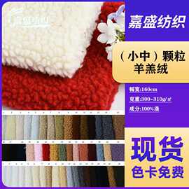 现货小中颗粒羊羔绒布针织面料鞋材箱包毛绒玩具睡衣布料布匹整批