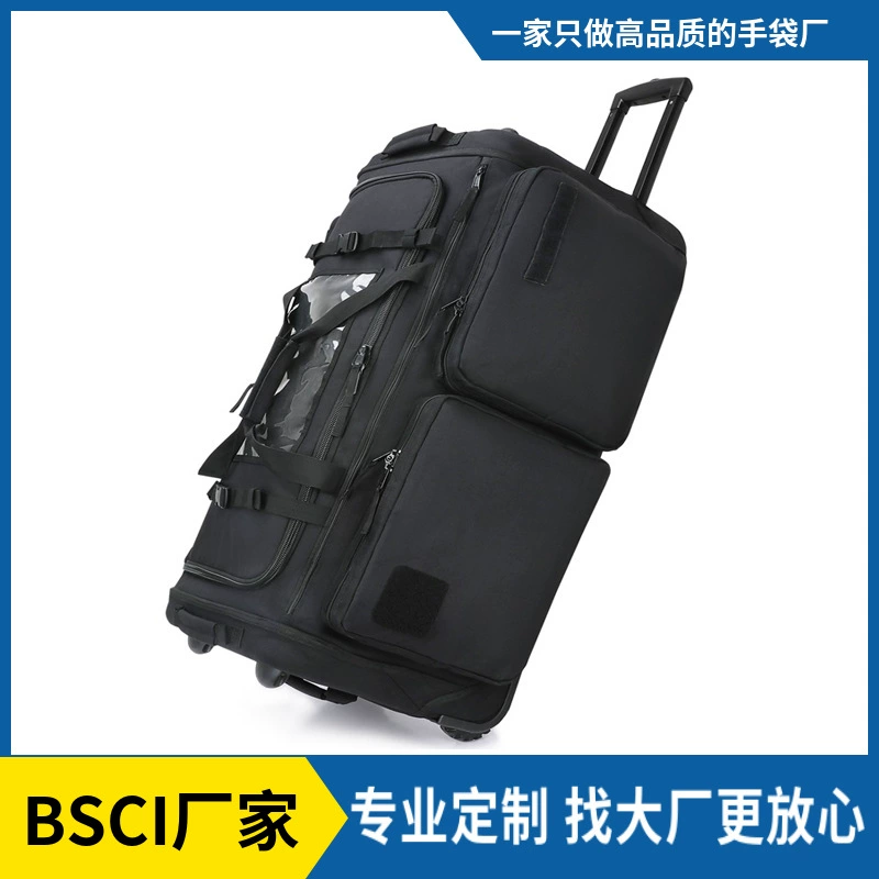 Заводская сумка-тележка BSCI, большая вместимость, многофункциональная сумка для хранения, портативный дорожный чемодан на колесах с множеством карманов