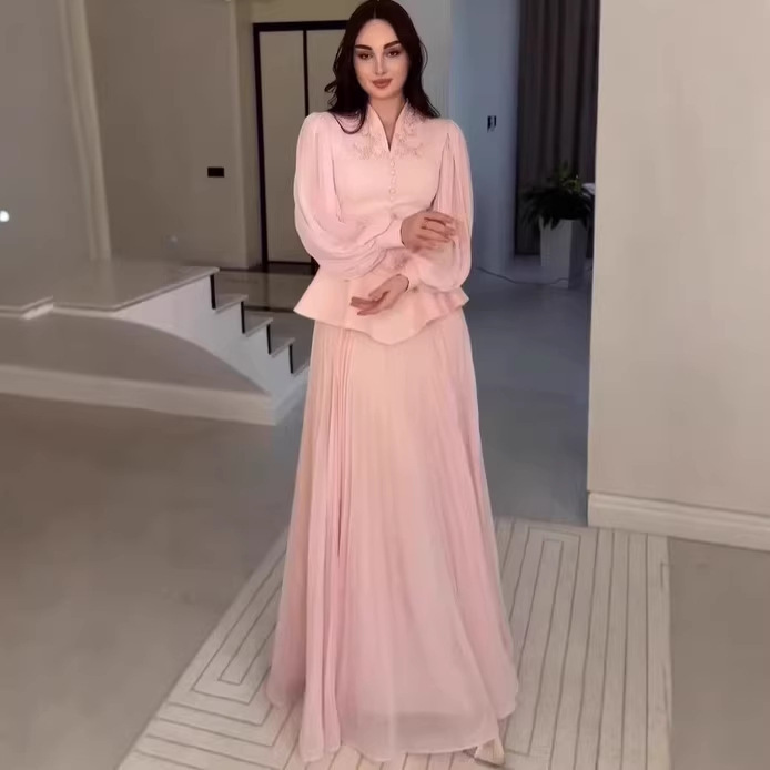 2026 European and American New Style Amazon Foreign Trade Cross-Border Mature Elegant Dress with Elegant Buttoned V-Neck Suit