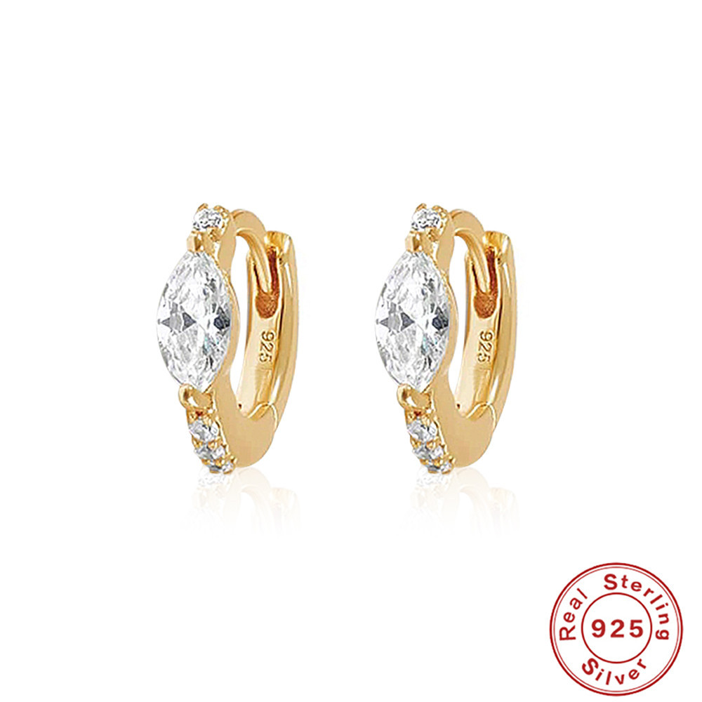Nueva moda transfronteriza Venta caliente ins estilo s925 plata esterlina simple clásico todo partido diamante oído anillo oído hebilla pendientes para las mujeres