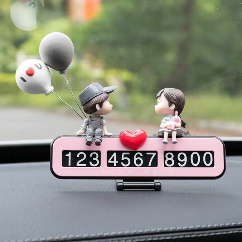 [Colección de adornos de pareja] Decoraciones de coche consola central de coche accesorios de coche lindo espejo retrovisor muñeca de dibujos animados