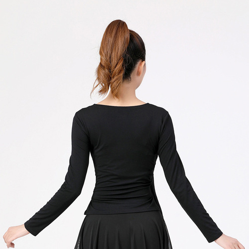 Latin dance clothing new style female adult dance clothing practice clothing modern ballroom dance V-neck fashion ballroom dance top