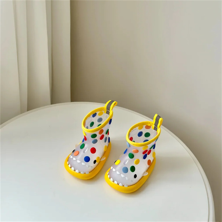 Waterproof Rainbow Kidsren's Non-Slip Rain Boots Pvc Kidsren's Cartoon Boys and Girls Toddler Students Duer Water Shoes Treasure