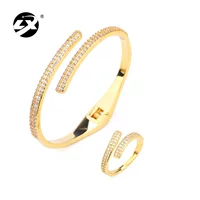 Fashionable brand bracelet, ring, set, zirconium, jewelry, accessory, simple and elegant design, Korean style, bright catchy style, wholesale