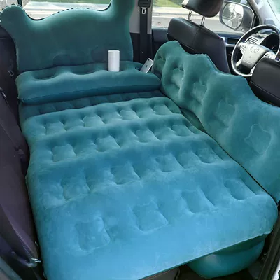 Mattress Car Inflatable Bed Car | Vehicle-mounted inflatable bed - default-item-upgraded-bear-style-navy-blue-extended-headrest-storage-pier-electric-pump