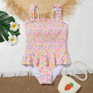 2025 floral one-piece swimsuit children's swimsuit for baby girls summer foreign trade cross-border children's swimsuit for girls bikini