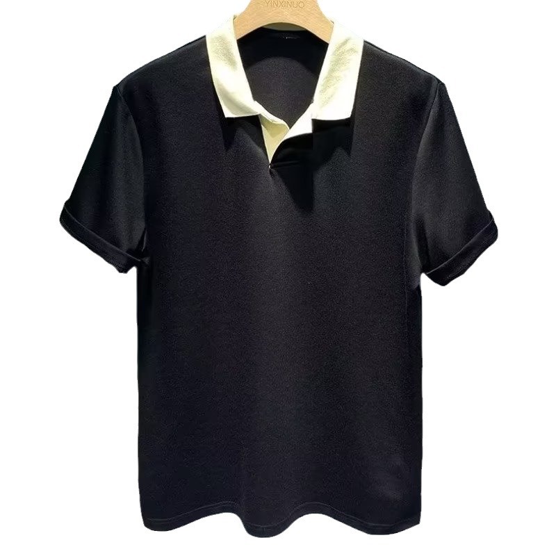 Colisionante solapa 2024 nueva versión de camiseta coreana tendencia verano nueva camisa Polo simple para hombre camisa de media manga