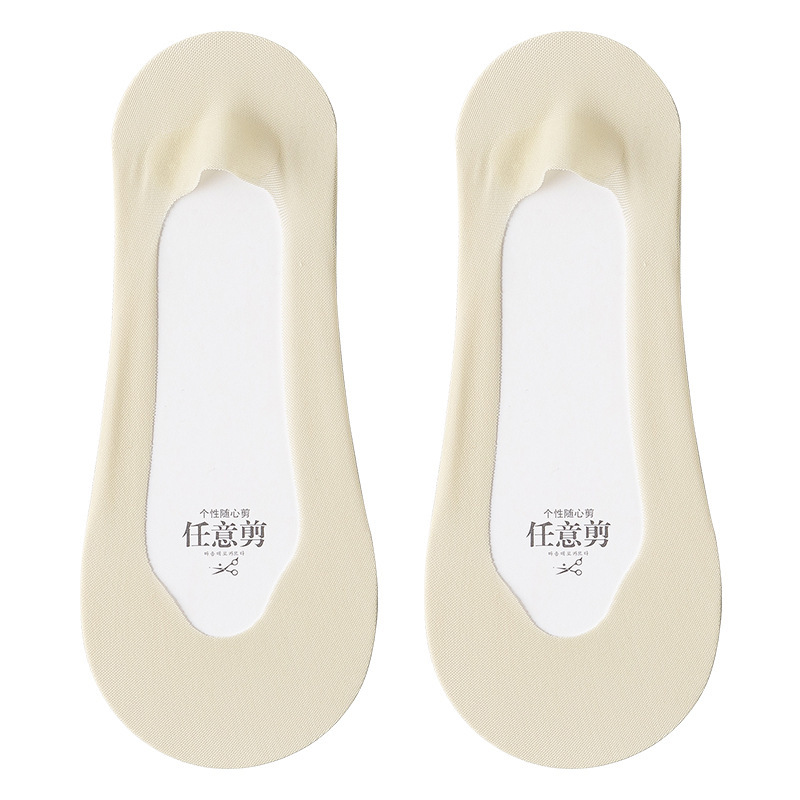 Calcetines de barco para mujer, calcetines de fondo de algodón sin tacón, calcetines invisibles de seda de hielo transpirables de estilo fino de primavera y verano, calcetines Zhuji, calcetines de mujer de todo fósforo