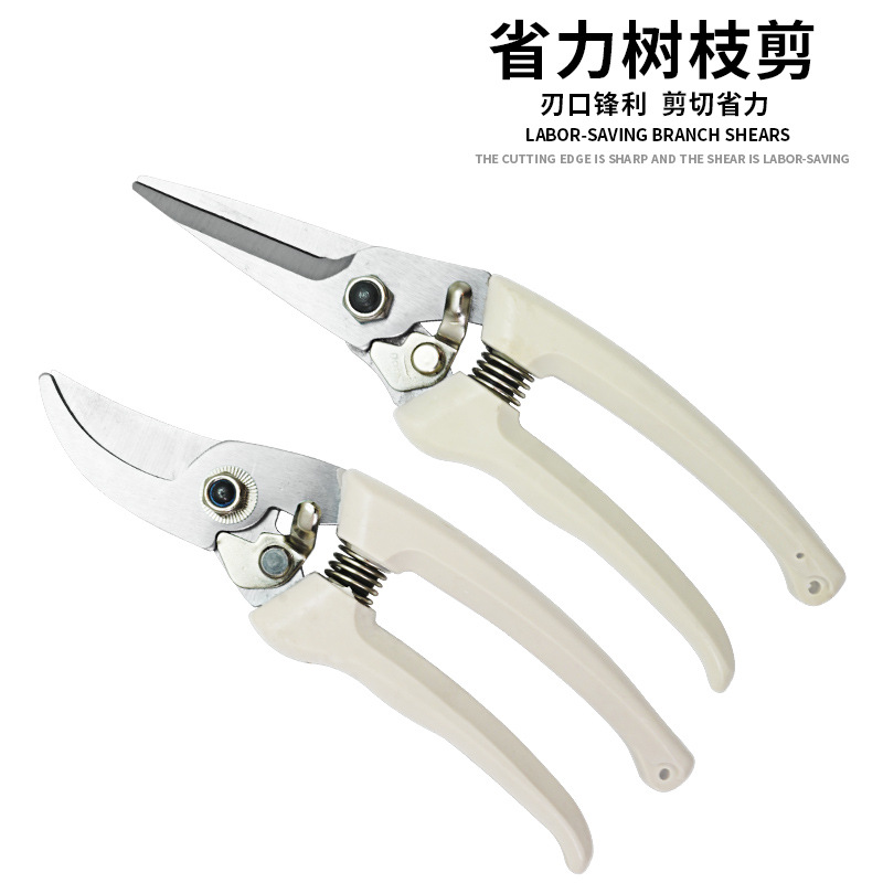 台湾象牙白果枝剪子园林剪弯直头修枝剪园艺不锈钢橡塑SK5花枝剪