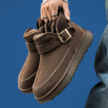 3956冬季加绒雪地靴男女厚底增高东北防寒棉鞋英伦复古保暖鞋子