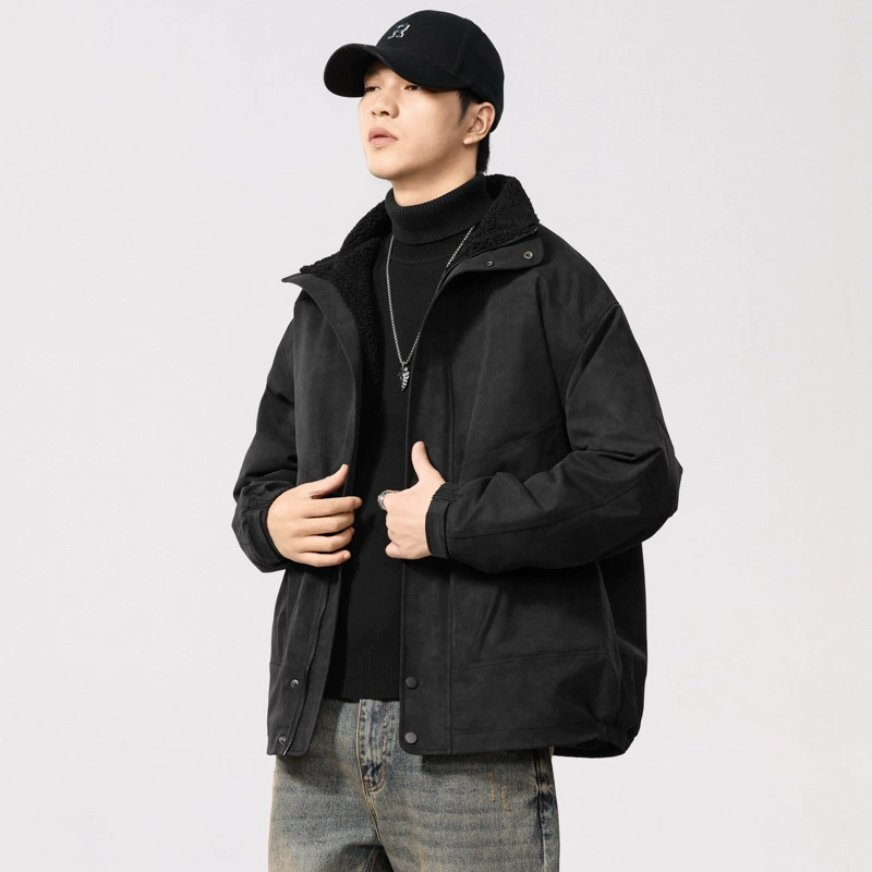 Американский хлопчатобумажный пиджак мужской зимний утолщение 2024 новые мужские повседневные оснастки осенний и зимний кашемир теплый прилив