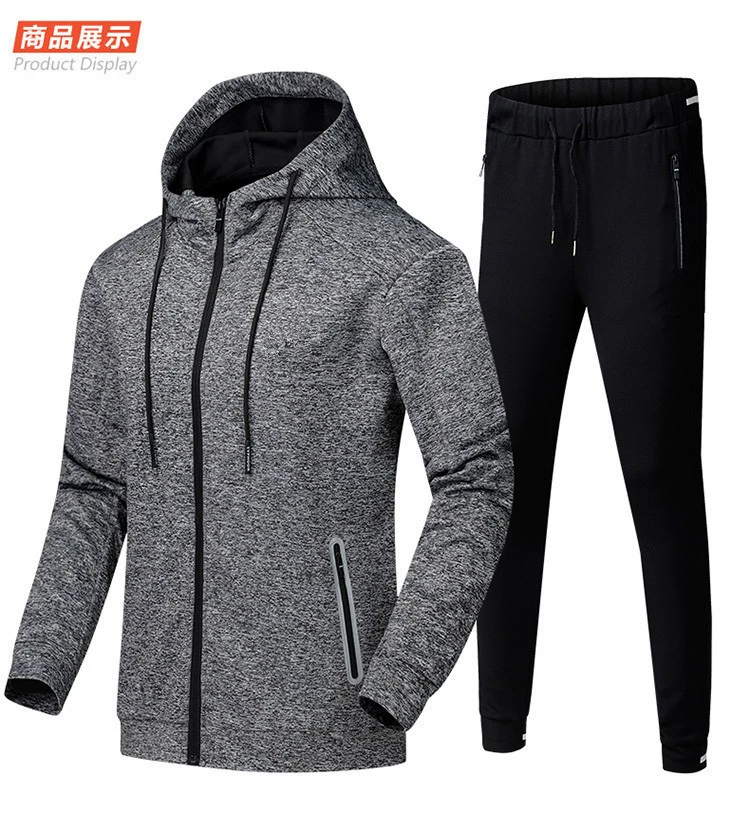Трансграничный мужской спортивный и развлекательный костюм больших размеров, мужская спортивная одежда на открытом воздухе, эластичный свитер с капюшоном, брюки, комплект из двух предметов