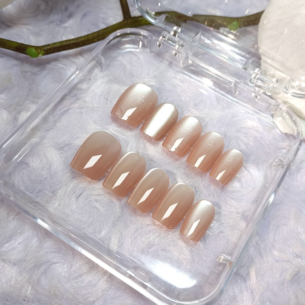Polvo brillante de color sólido para usar uñas de ojo de gato polvo desnudo suave y elegante manicure 10 piezas escalera de código decimal pieza de uñas falsas
