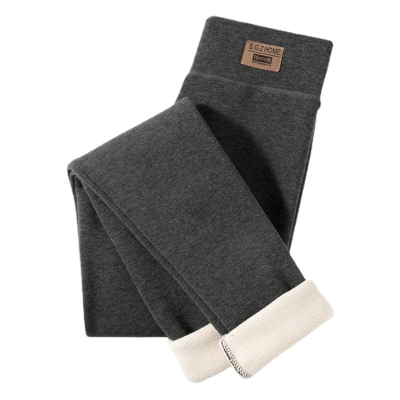 Polainas de Cachemira de invierno extra gruesas ropa exterior de mujer pantalones ajustados gruesos forrados de lana pantalones ajustados de cintura alta de Mujer Pantalones calientes pantalones de algodón image 1