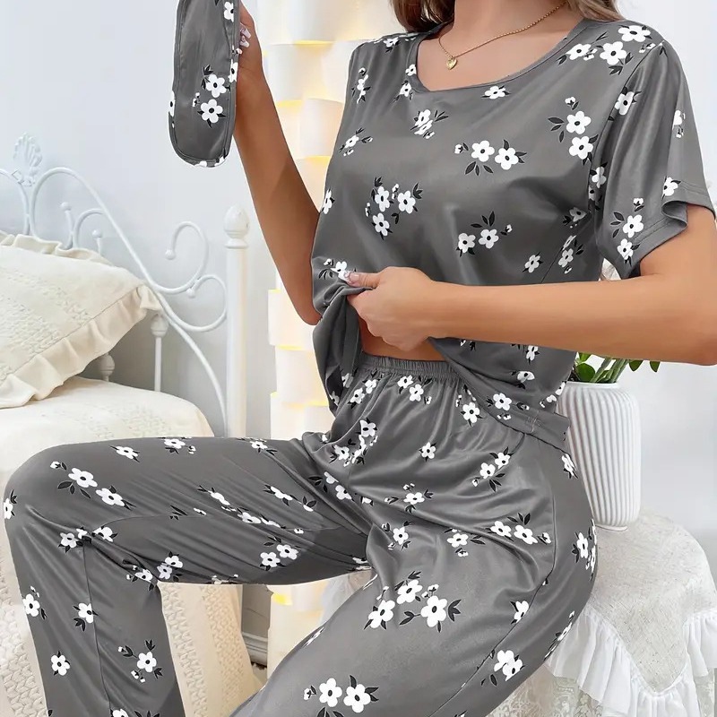 Pijamas de comercio exterior de primavera AliExpress, ropa para el hogar de seda de leche, pantalones finos de manga larga con estampado de dibujos animados, pijamas que se pueden usar afuera