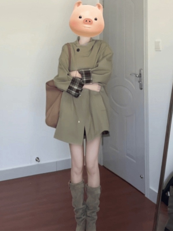 【杭州发货】早春卡其色风衣外套女2025春秋新款中长款小个子大衣|undefined