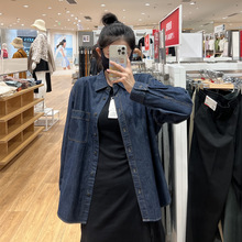 牛仔衬衫女内搭春秋新款设计感小众外套显瘦复古叠穿法式衬衣长袖