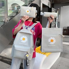 四件套書包初高中學生大容量上學書包韓版流行時尚花朵雙肩背包