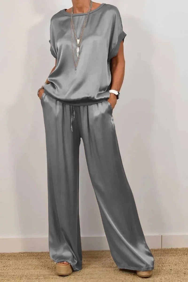 Women's Casual Loose Shirt Wide Leg Trousers Set Spring Summer Trend_ecoleips.com