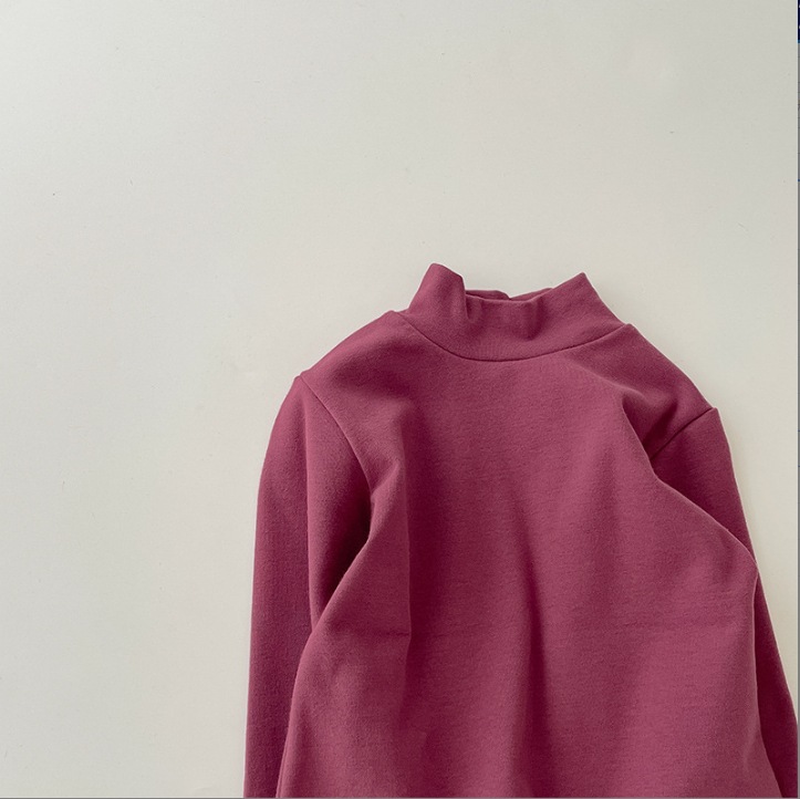 Camiseta de cuello medio elástica de 280 g para niños y niñas, estilo otoño 2026, talla 150-160