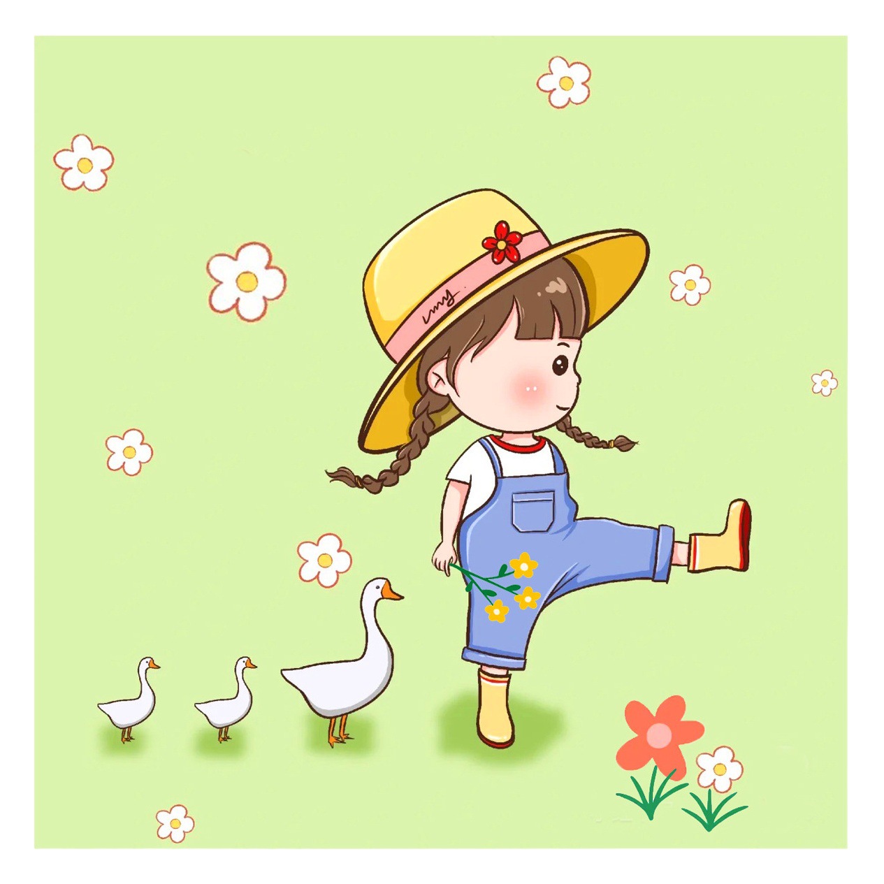 【Con Marco】Auténtico Punto de Cruz de la Mona Lisa, Goose Goose Goose 2024, Lindo Punto de Cruz de Dibujos Animados para Niños