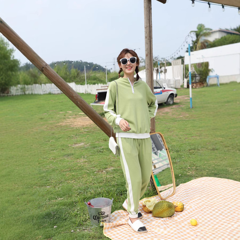 2024 New Autumn Style Easy-To-Style Romantic Versatile Color-Blocked Cuffed Fashionable Casual Sports Pants